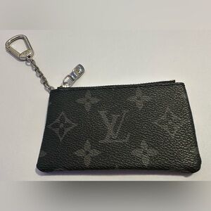 Replica Louis Vuitton Black and Silver Monogram Key Pouch